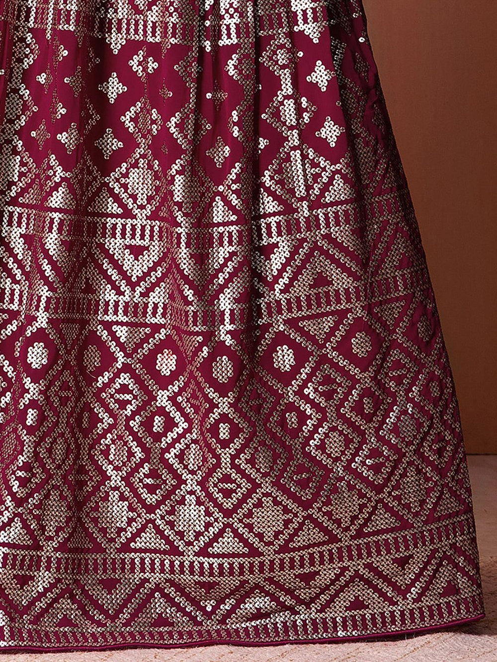 Dark Pink Sequins Georgette Festival Lehenga Choli for Women