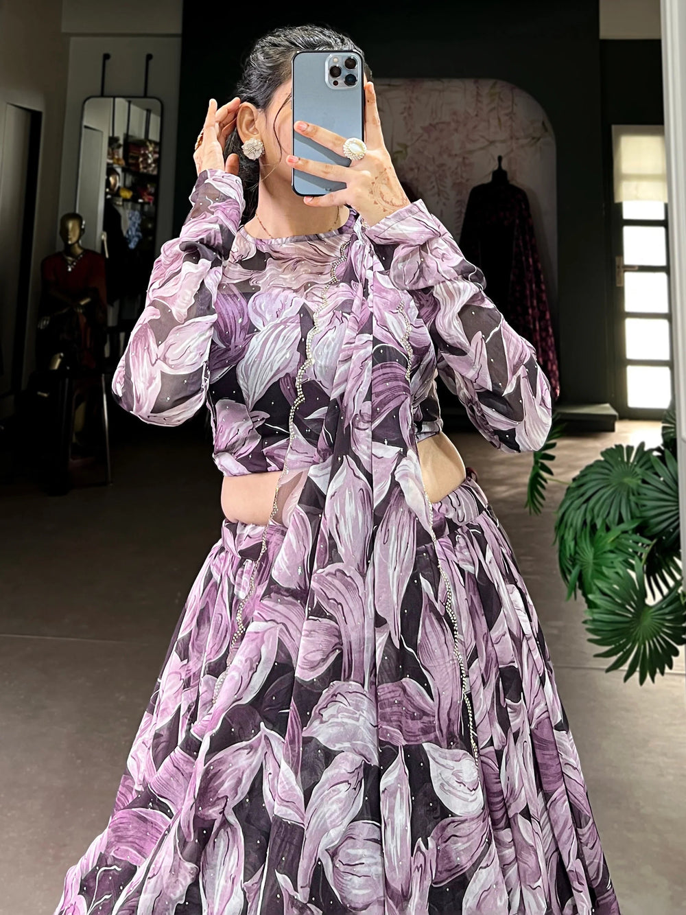 Purple Silk Digital Printed Lehenga Choli With Dupatta
