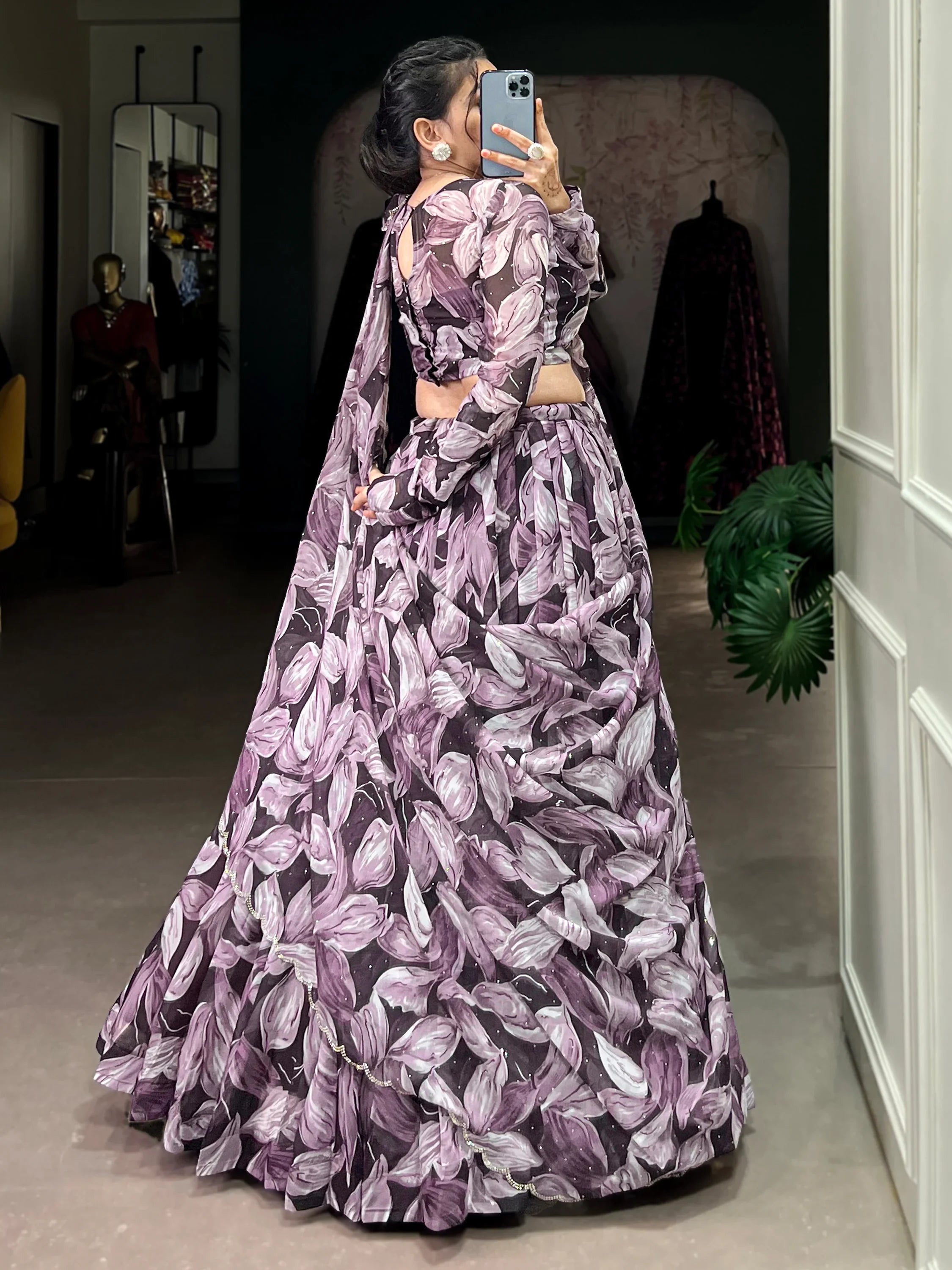 Purple Silk Digital Printed Lehenga Choli With Dupatta