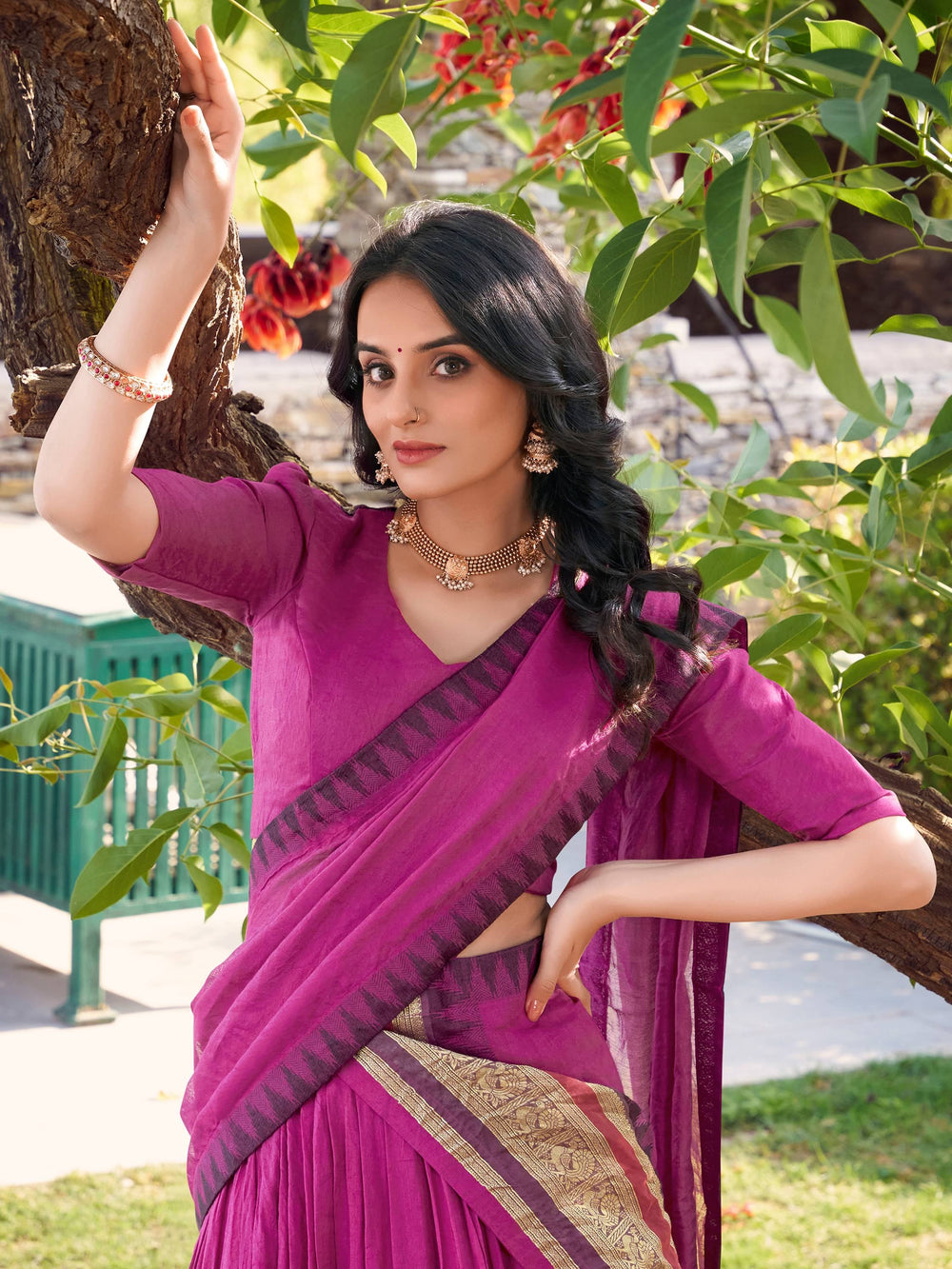 Pink Chanderi Silk Zari Weaving Lehenga With Blouse
