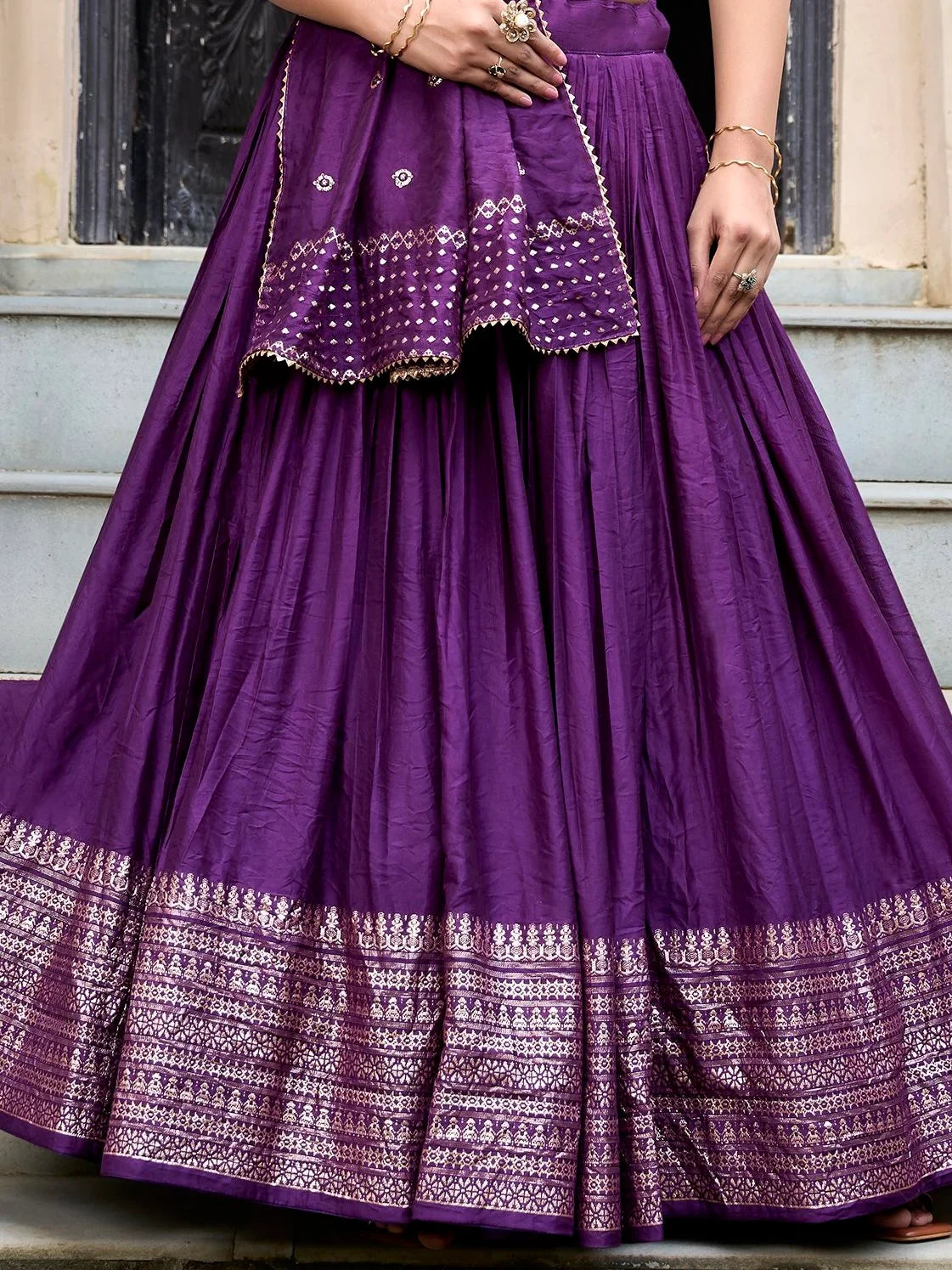 Chanderi silk zari weaving lehenga choli set for wedding and festival occasions