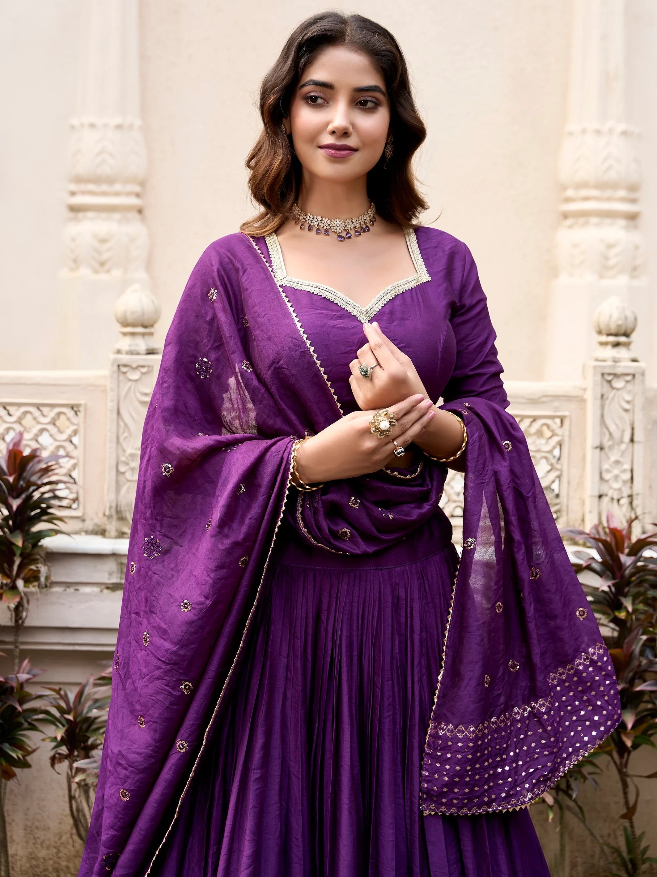 Chanderi silk zari weaving lehenga choli set for wedding and festival occasions