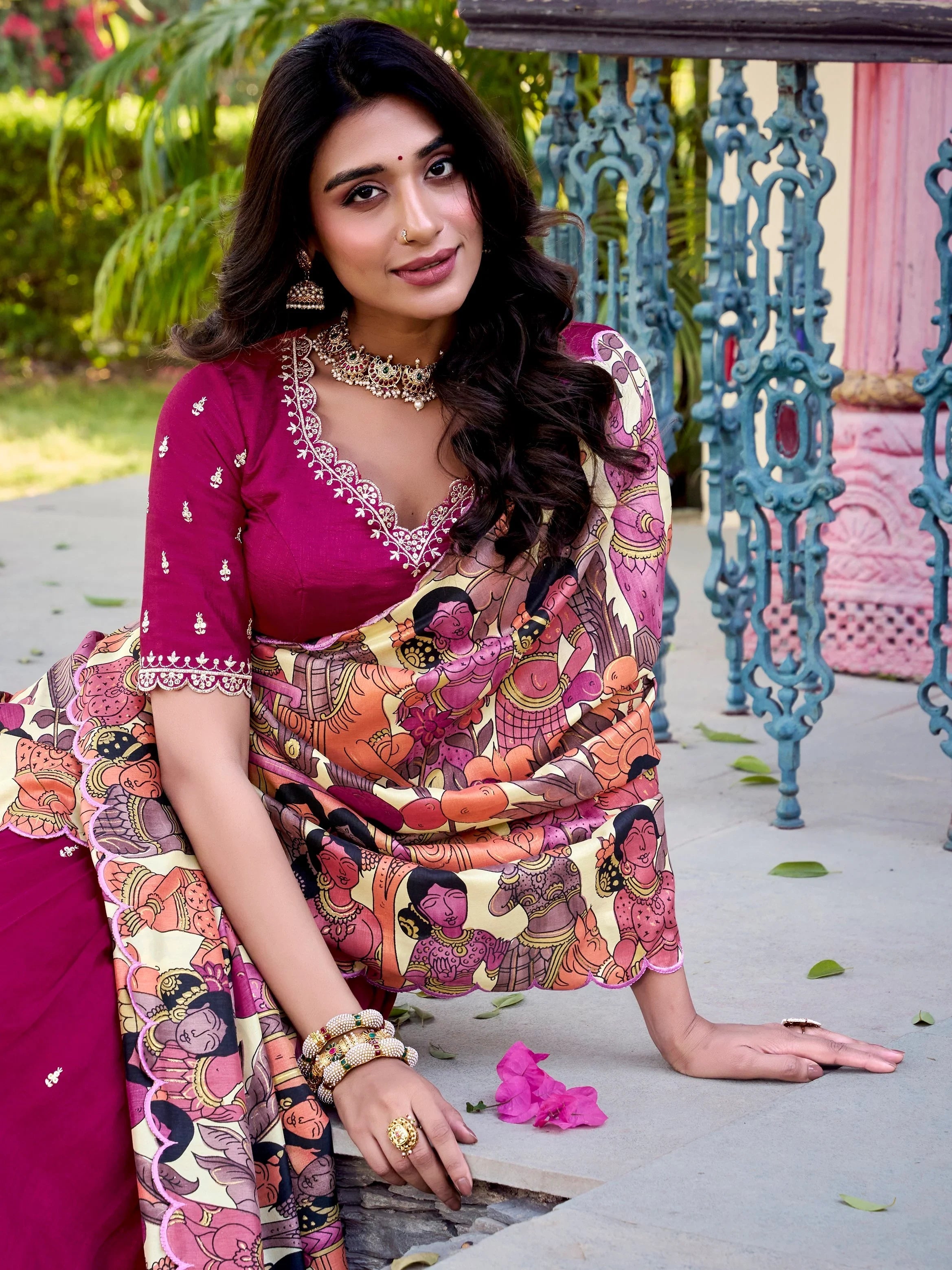 Vichitra silk embroidered lehenga choli with sequins work and dupatta for festival wear