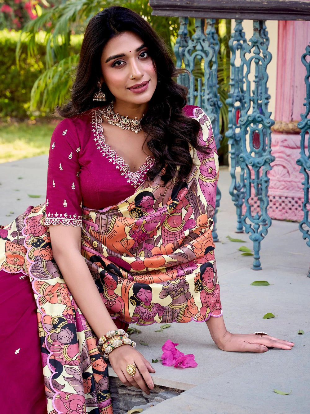 Vichitra silk embroidered lehenga choli with sequins work and dupatta for festival wear