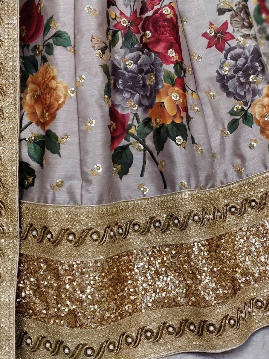 digital printed silk lehenga choli with dupatta for wedding and engagement wear