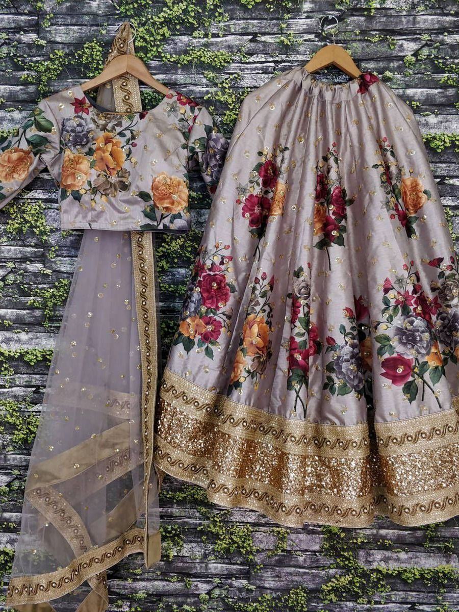 digital printed silk lehenga choli with dupatta for wedding and engagement wear