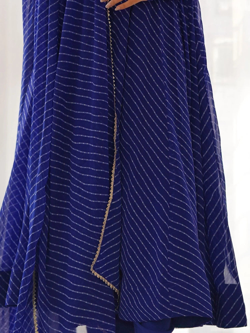 Blue Magnetic Laheriya Printed Georgette Event Wear Anarkali Pant Suit