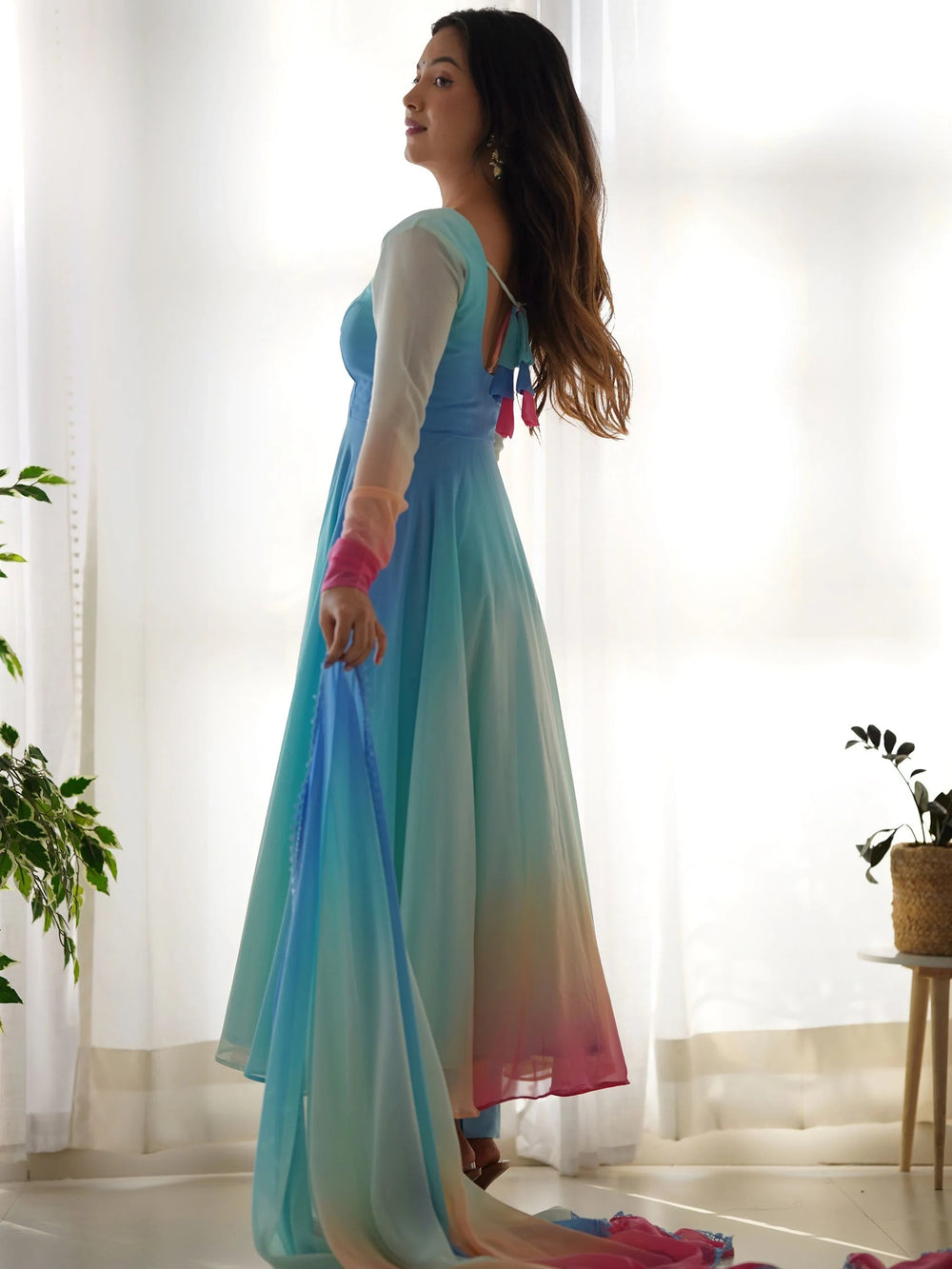 Multi-Color Georgette Readymade Anarkali Suit With Dupatta for Women