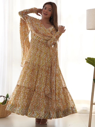 Off-White Digital Printed Georgette Anarkali Suit Pant for Women