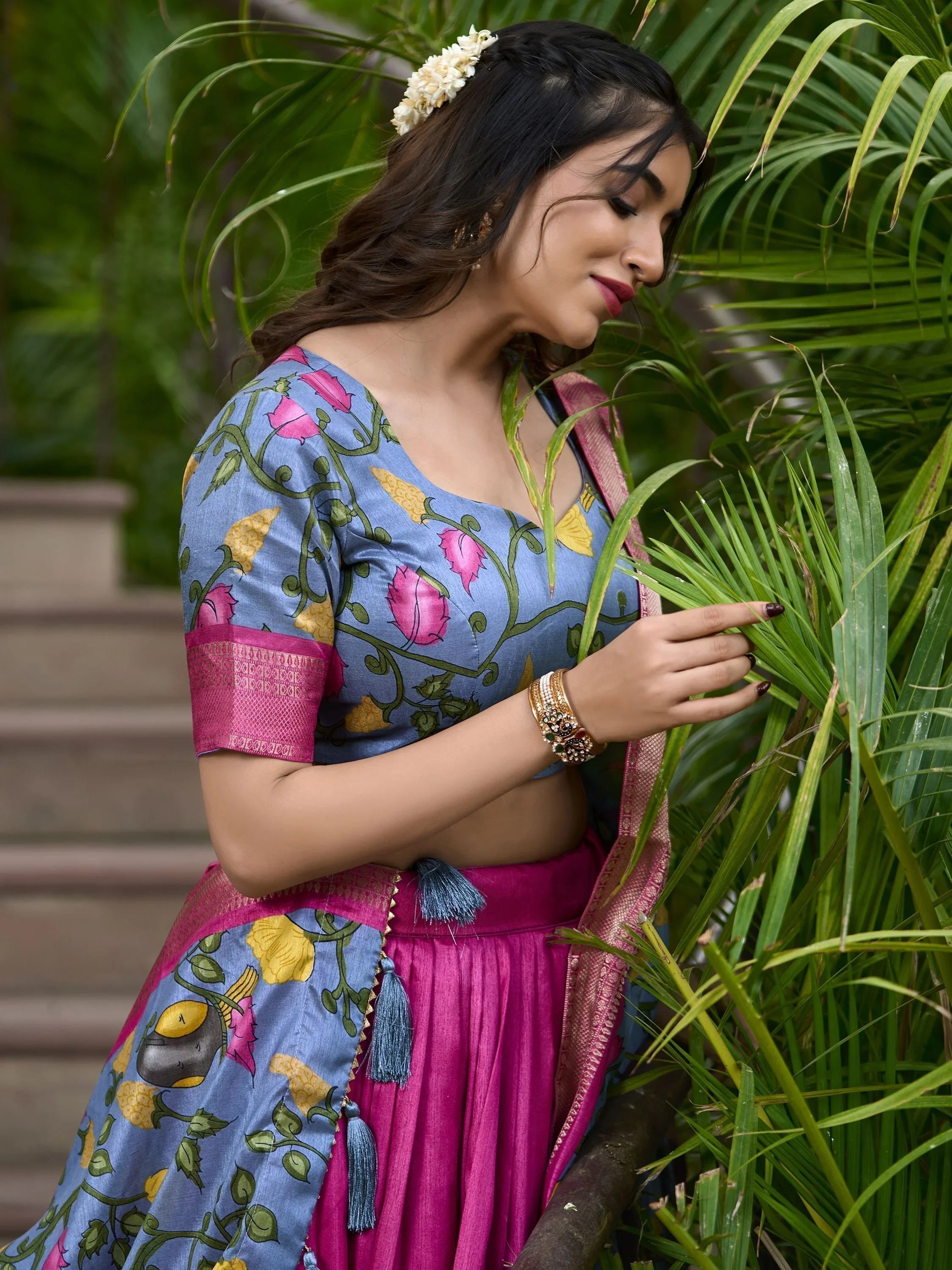 Rani Dola Silk Kalamkari Printed Function Lehenga Choli