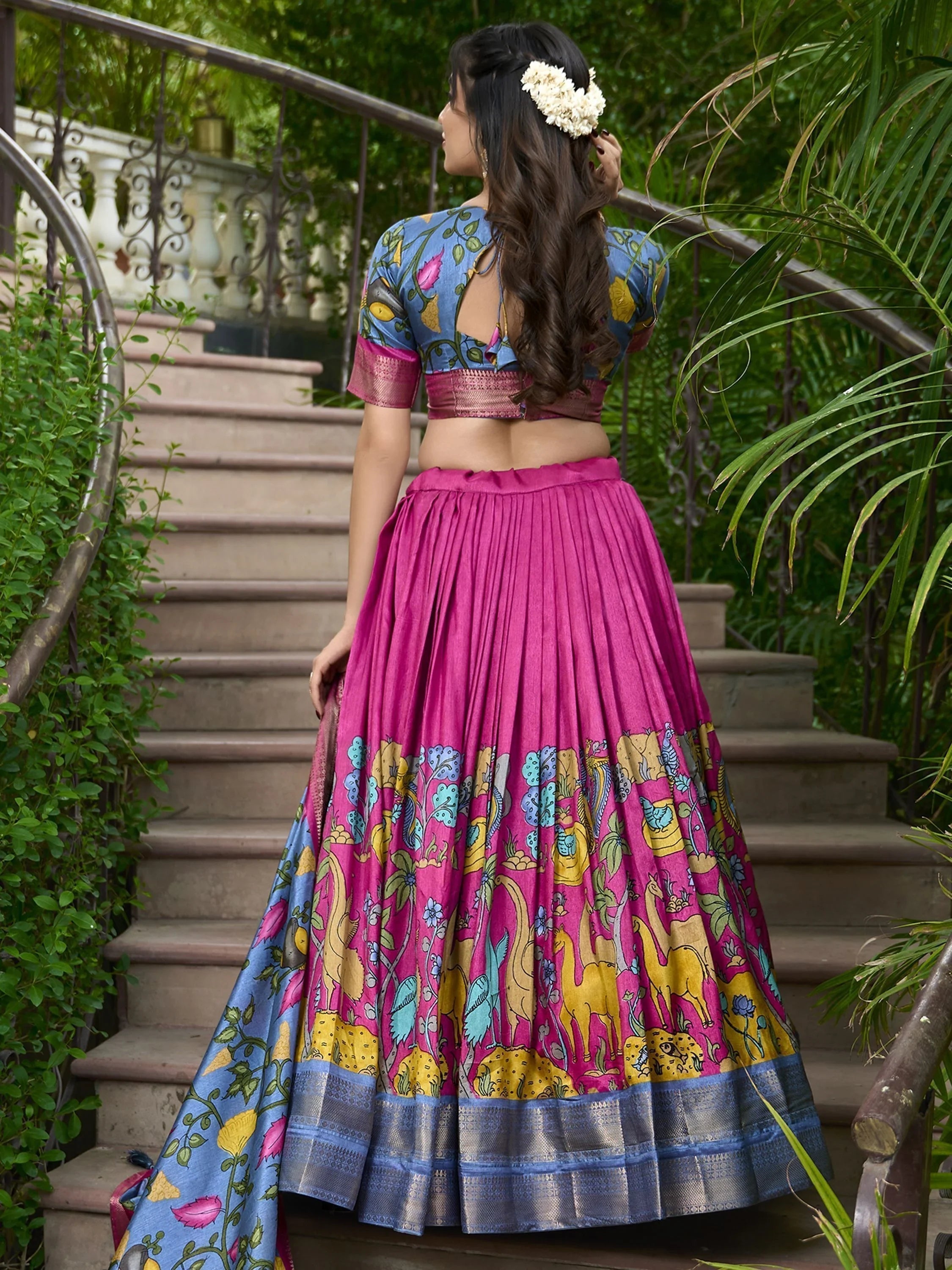 Rani Dola Silk Kalamkari Printed Function Lehenga Choli
