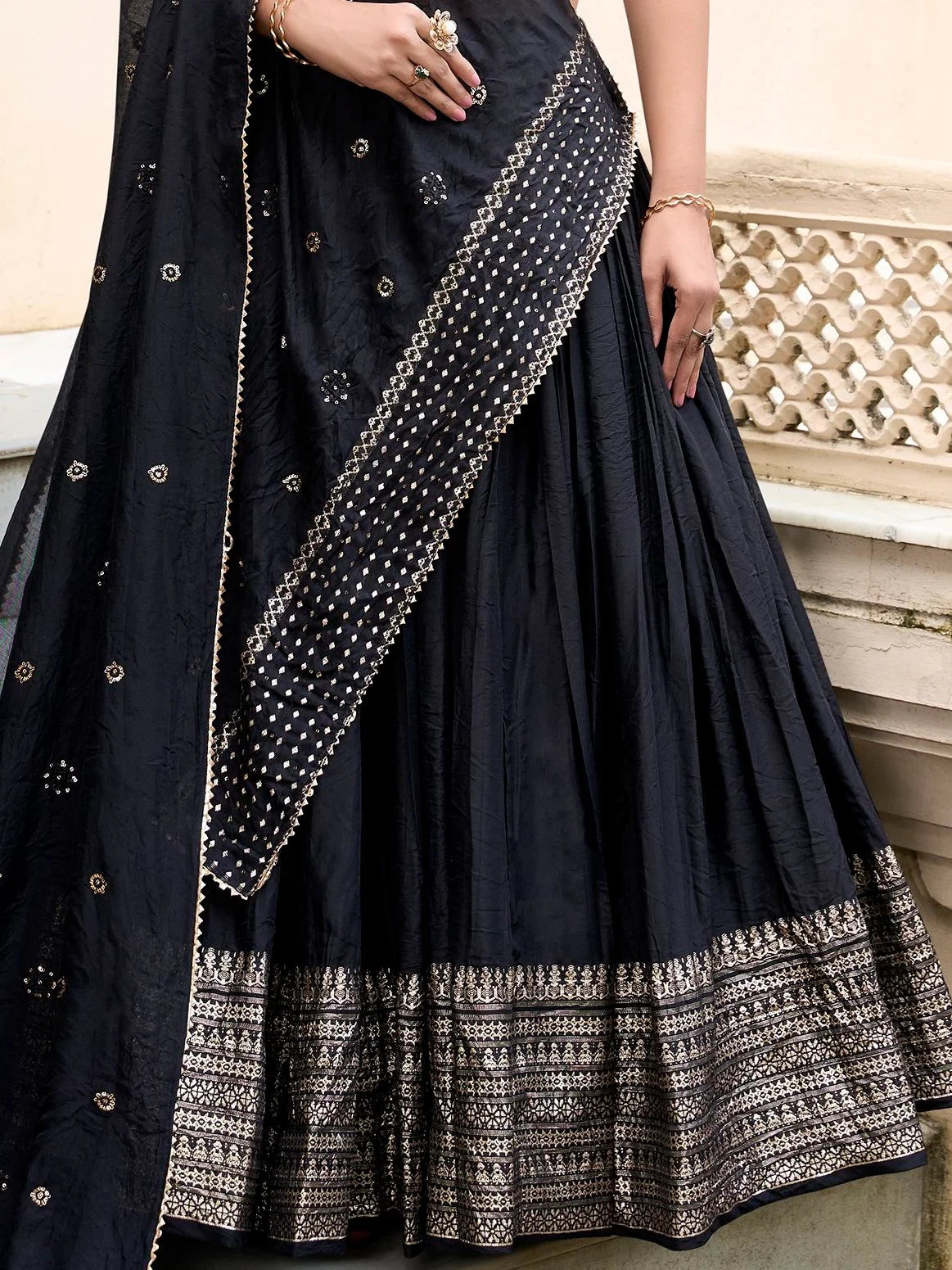 Chanderi silk zari weaving lehenga choli set for wedding and festival occasions