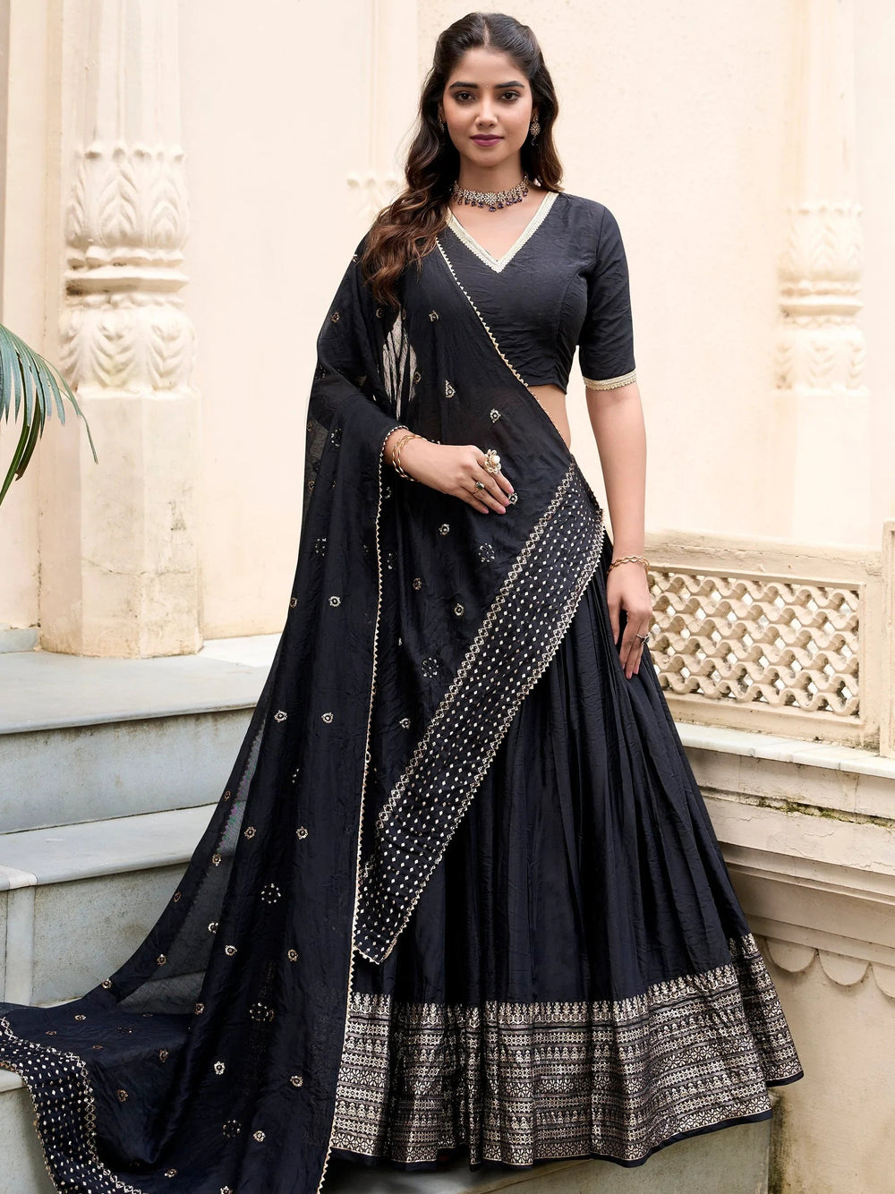 Chanderi silk zari weaving lehenga choli set for wedding and festival occasions