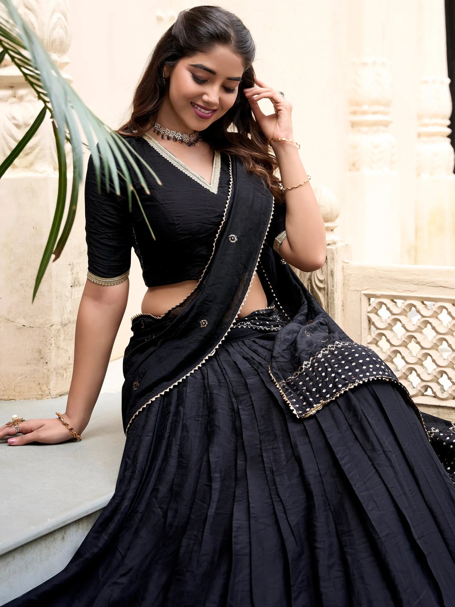 Chanderi silk zari weaving lehenga choli set for wedding and festival occasions