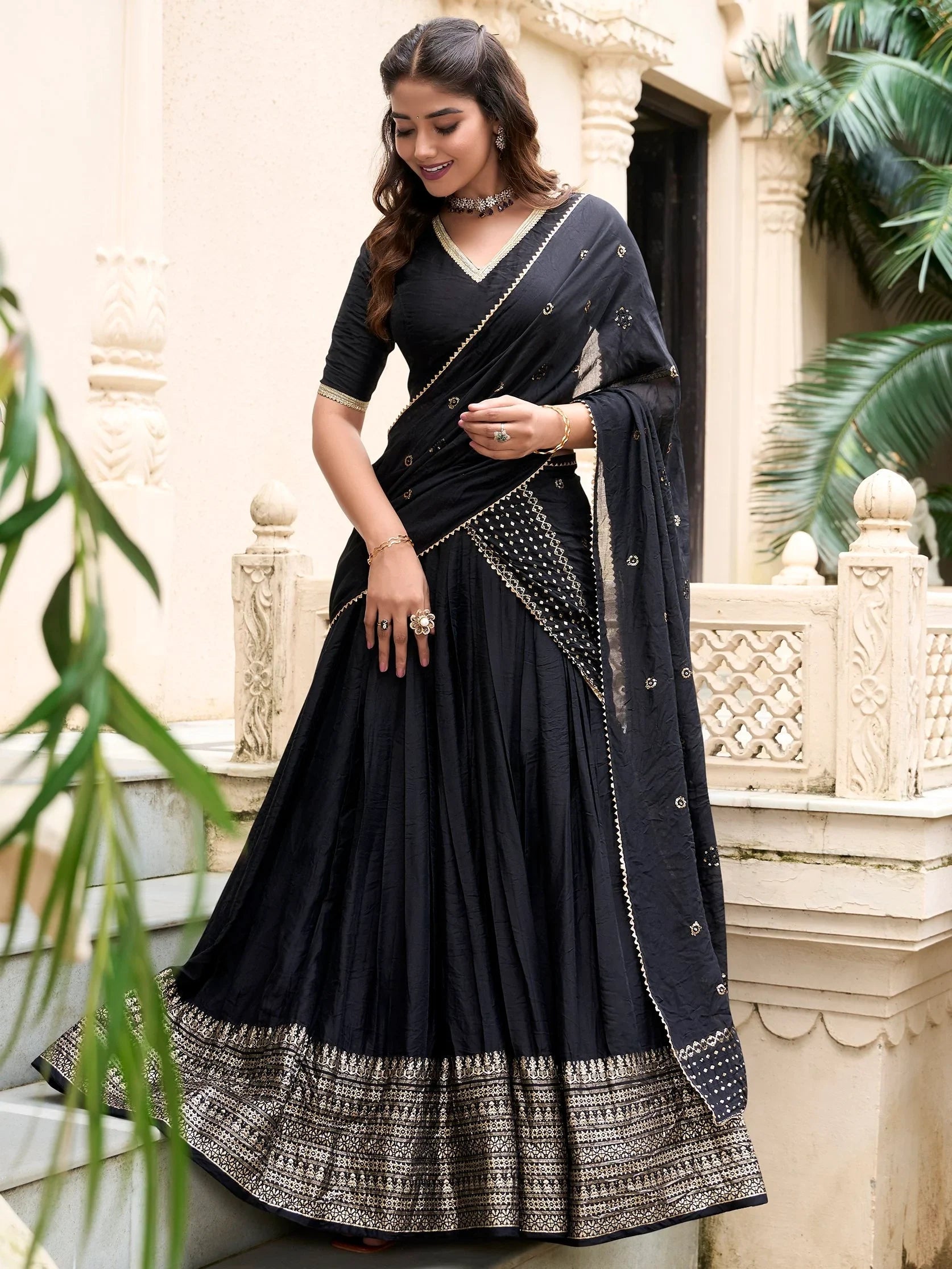 Chanderi silk zari weaving lehenga choli set for wedding and festival occasions