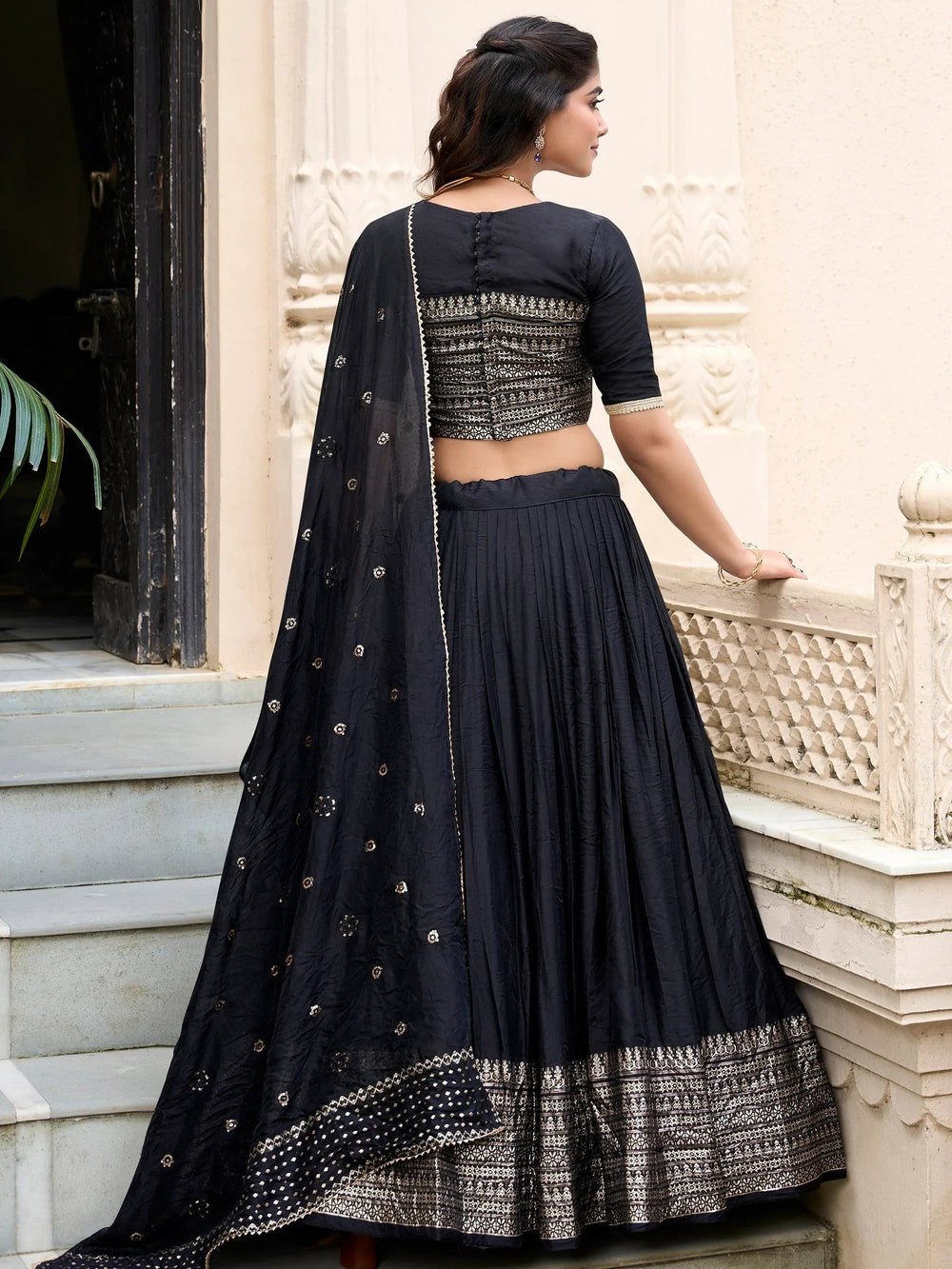 Chanderi silk zari weaving lehenga choli set for wedding and festival occasions