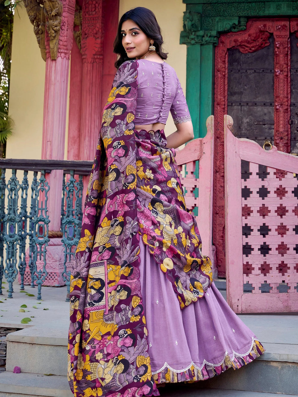 Vichitra silk embroidered lehenga choli with sequins work and dupatta for festival wear