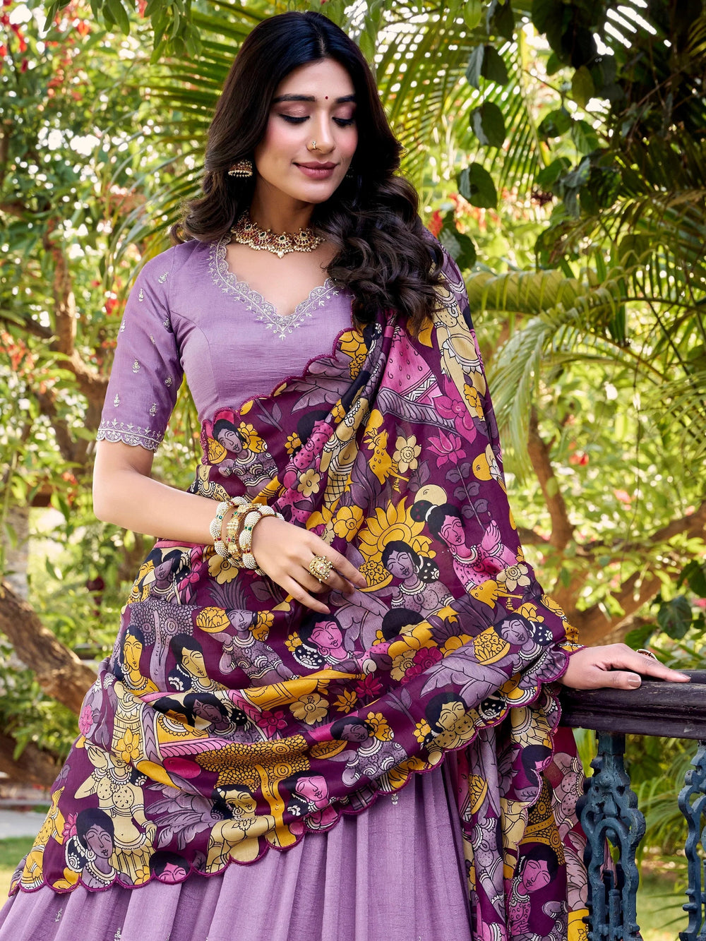 Vichitra silk embroidered lehenga choli with sequins work and dupatta for festival wear