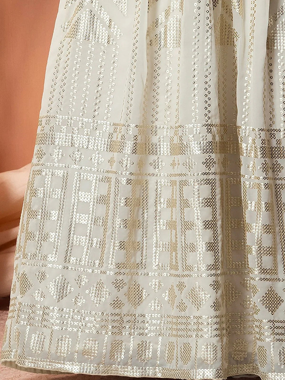 White Sequins Georgette Event Wear Lehenga Choli with Dupatta