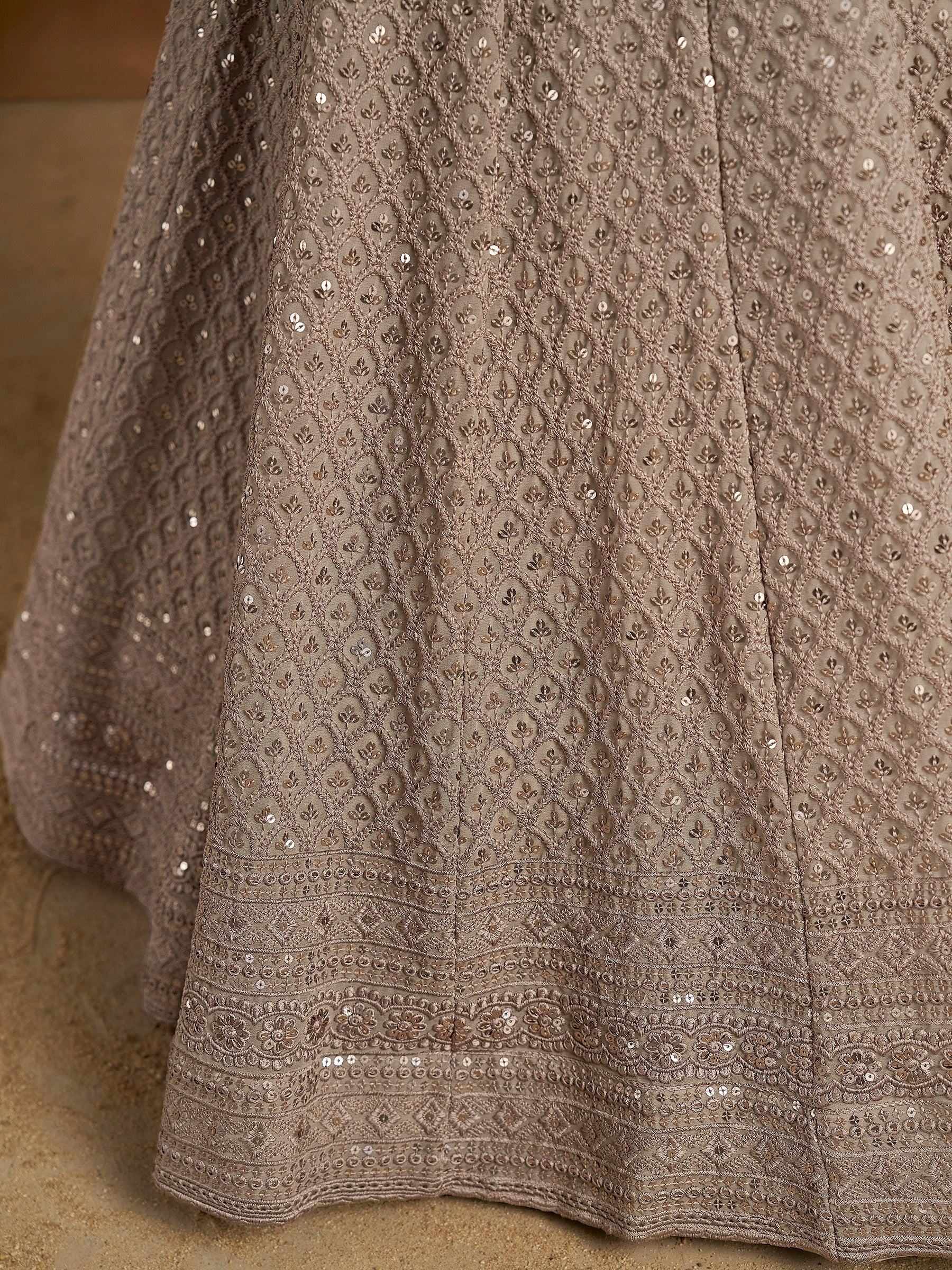 Sequins georgette lehenga choli with thread embroidery for wedding and sangeet occasions