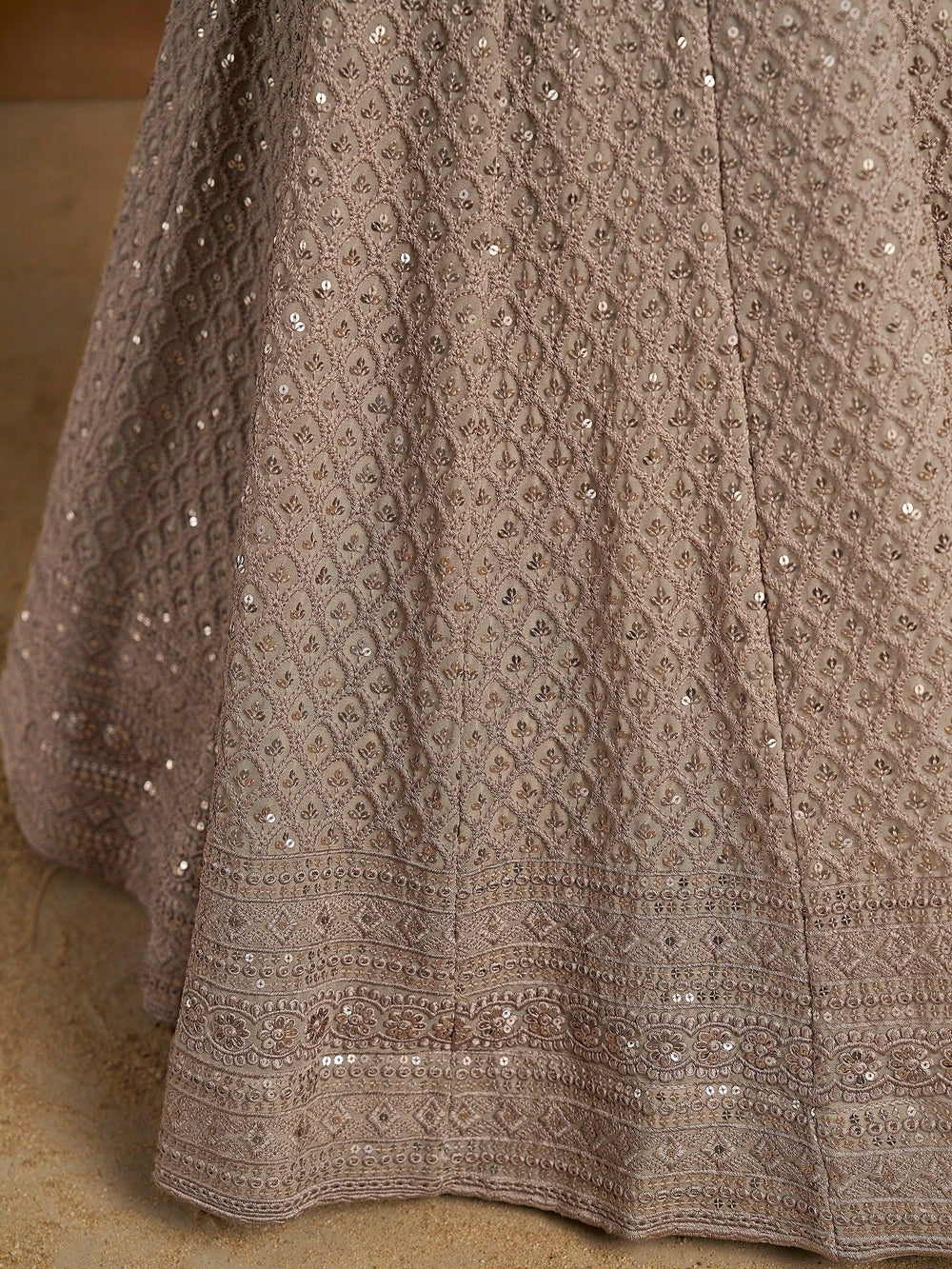 Sequins georgette lehenga choli with thread embroidery for wedding and sangeet occasions