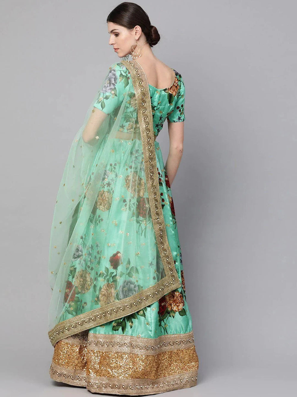 digital printed silk lehenga choli with dupatta for wedding and engagement wear