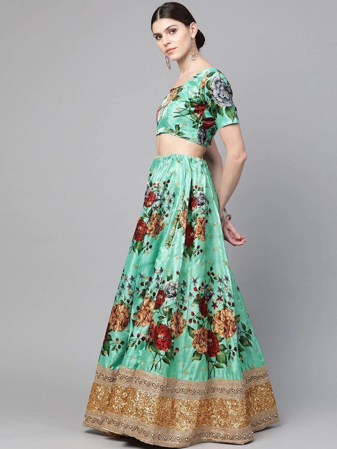 digital printed silk lehenga choli with dupatta for wedding and engagement wear