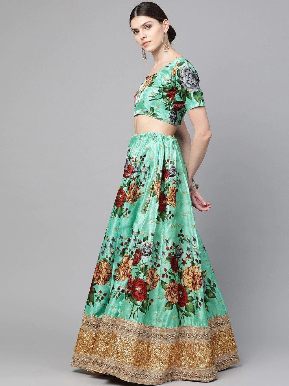 digital printed silk lehenga choli with dupatta for wedding and engagement wear