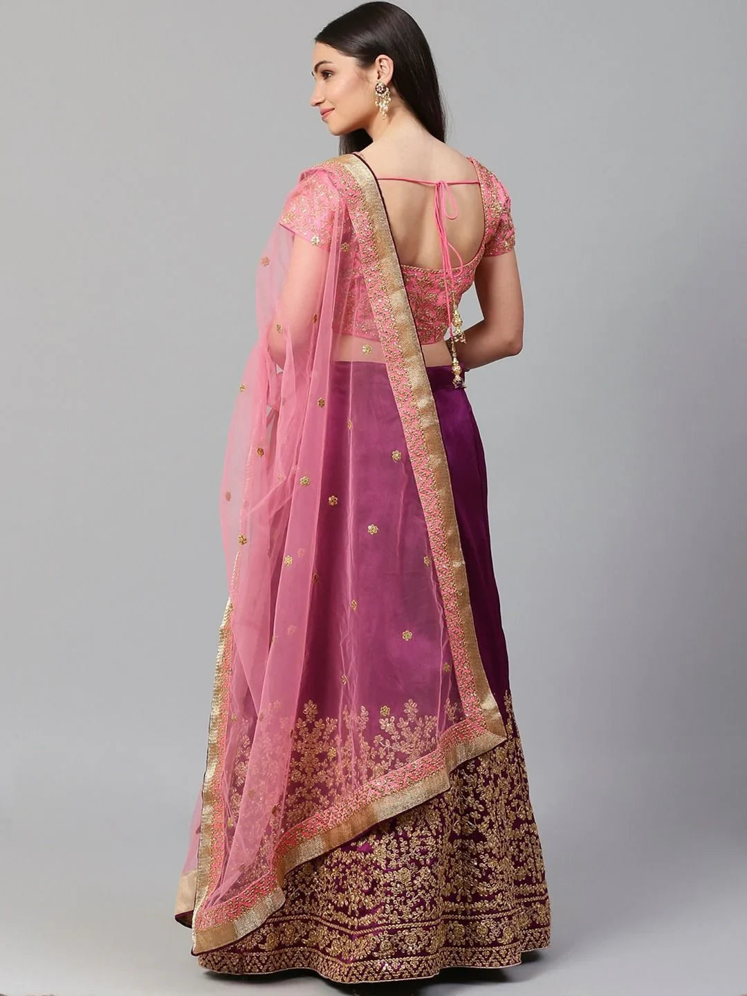 Purple & Pink Event Wear Lehenga Choli with Dupatta for Ladies