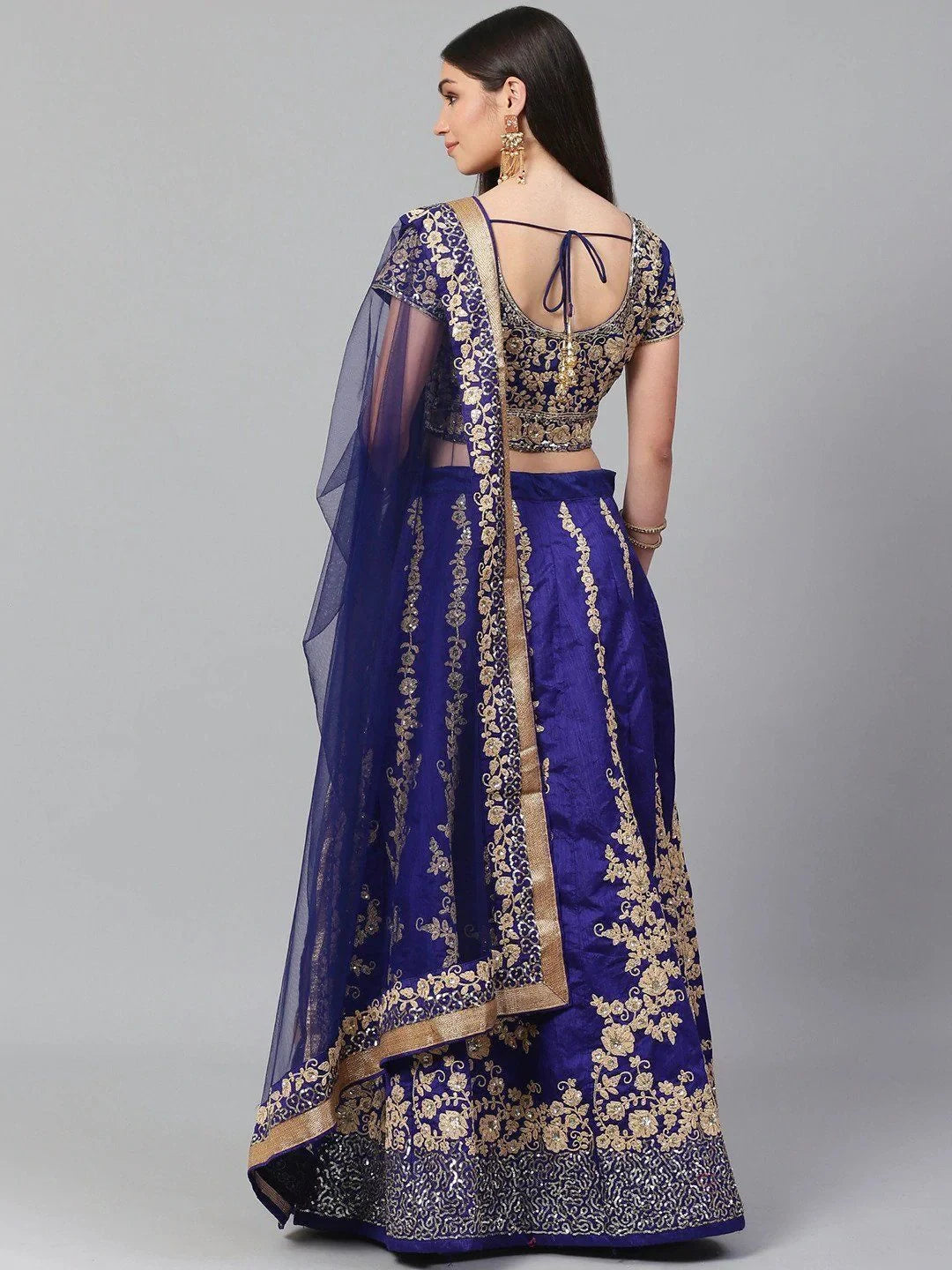 Raw silk wedding lehenga choli with applique embroidery and sequins work for bridal occasions - Toned Embroidered Festival Wear Lehenga Choli with Dupatta