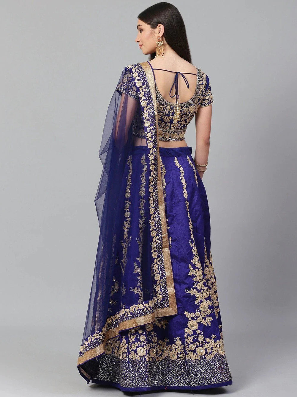 Raw silk wedding lehenga choli with applique embroidery and sequins work for bridal occasions - Toned Embroidered Festival Wear Lehenga Choli with Dupatta