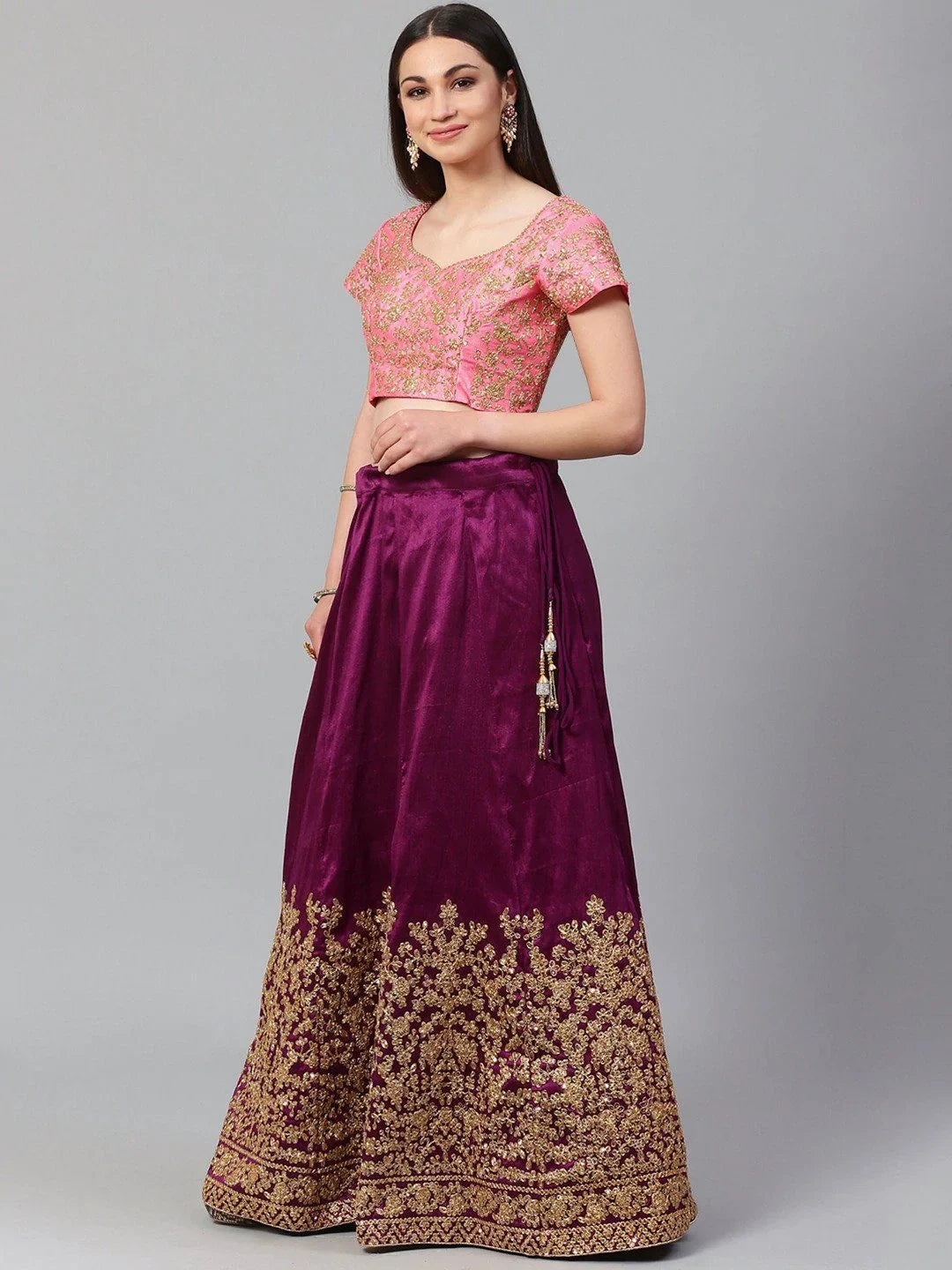 Purple & Pink Event Wear Lehenga Choli with Dupatta for Ladies