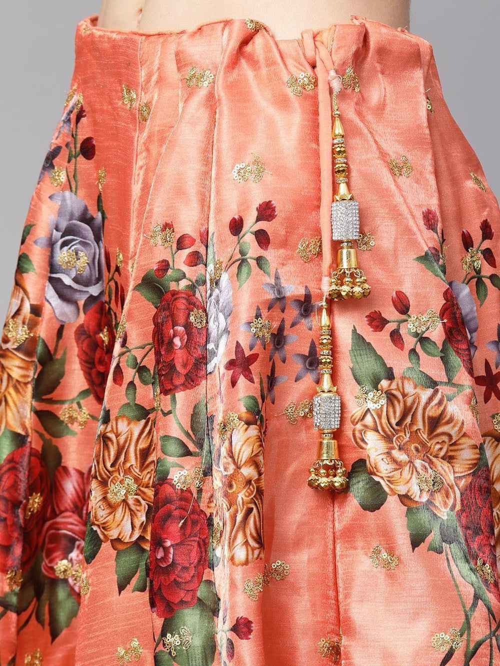 digital printed silk lehenga choli with dupatta for wedding and engagement wear