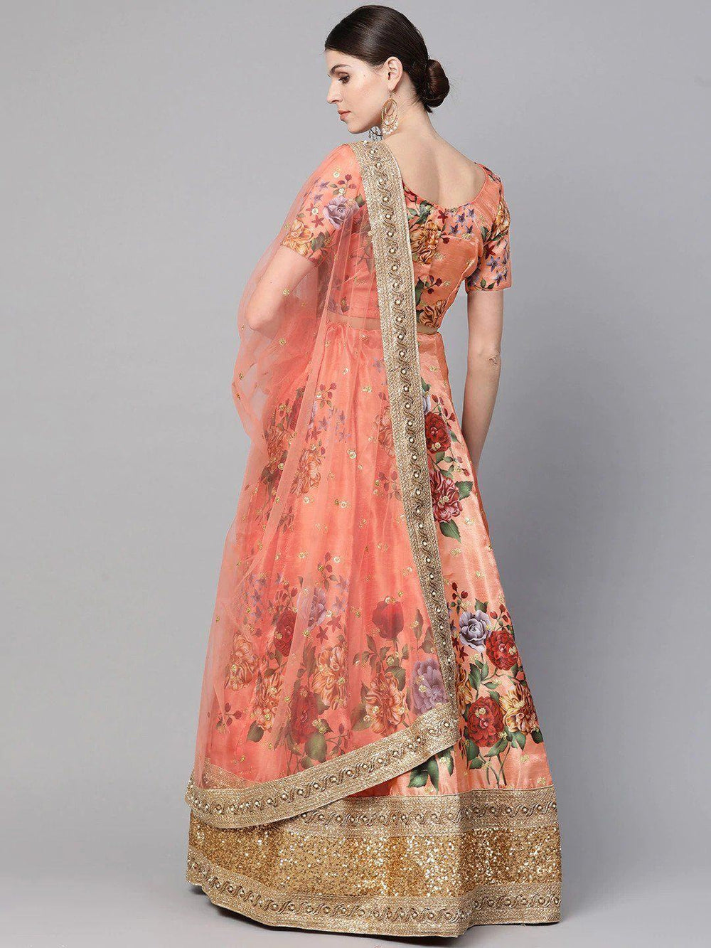 digital printed silk lehenga choli with dupatta for wedding and engagement wear