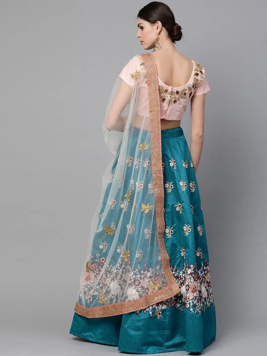 Raw silk lehenga choli with thread embroidery and dori work for wedding and party occasions