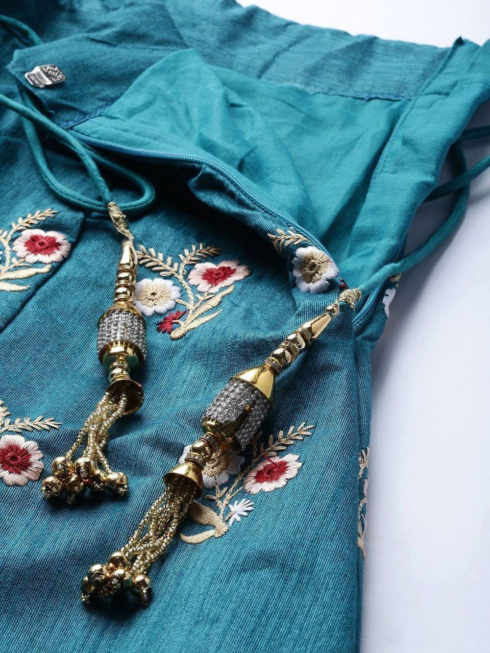 Raw silk lehenga choli with thread embroidery and dori work for wedding and party occasions