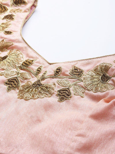 Raw silk lehenga choli with thread embroidery and dori work for wedding and party occasions