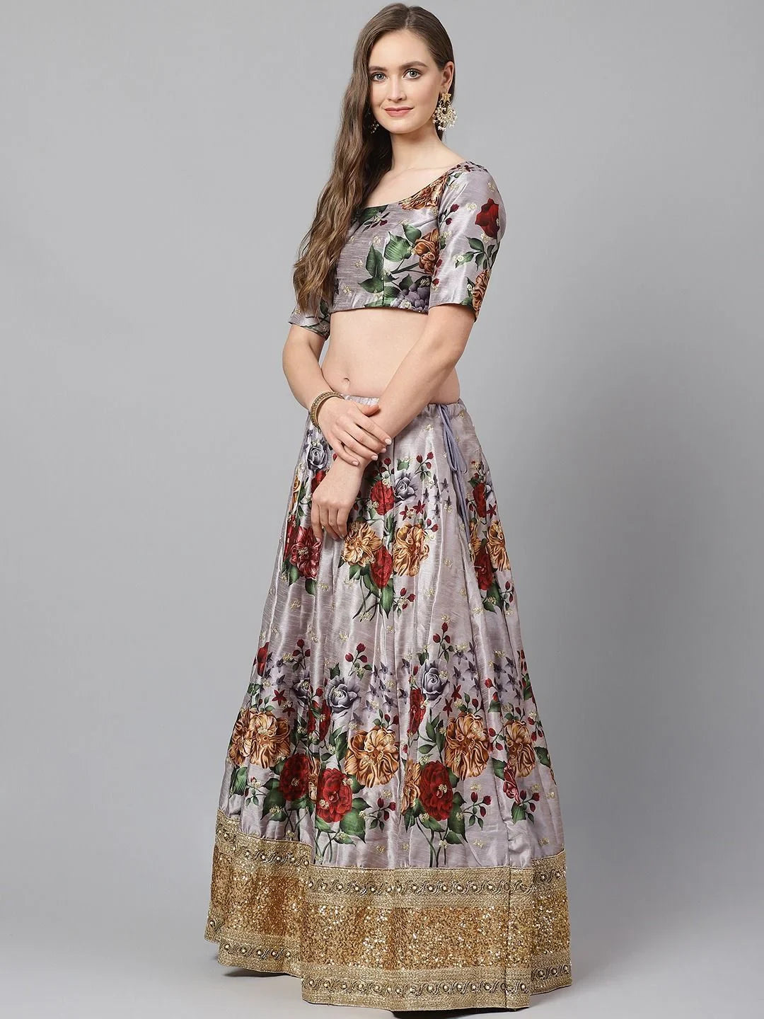 digital printed silk lehenga choli with dupatta for wedding and engagement wear