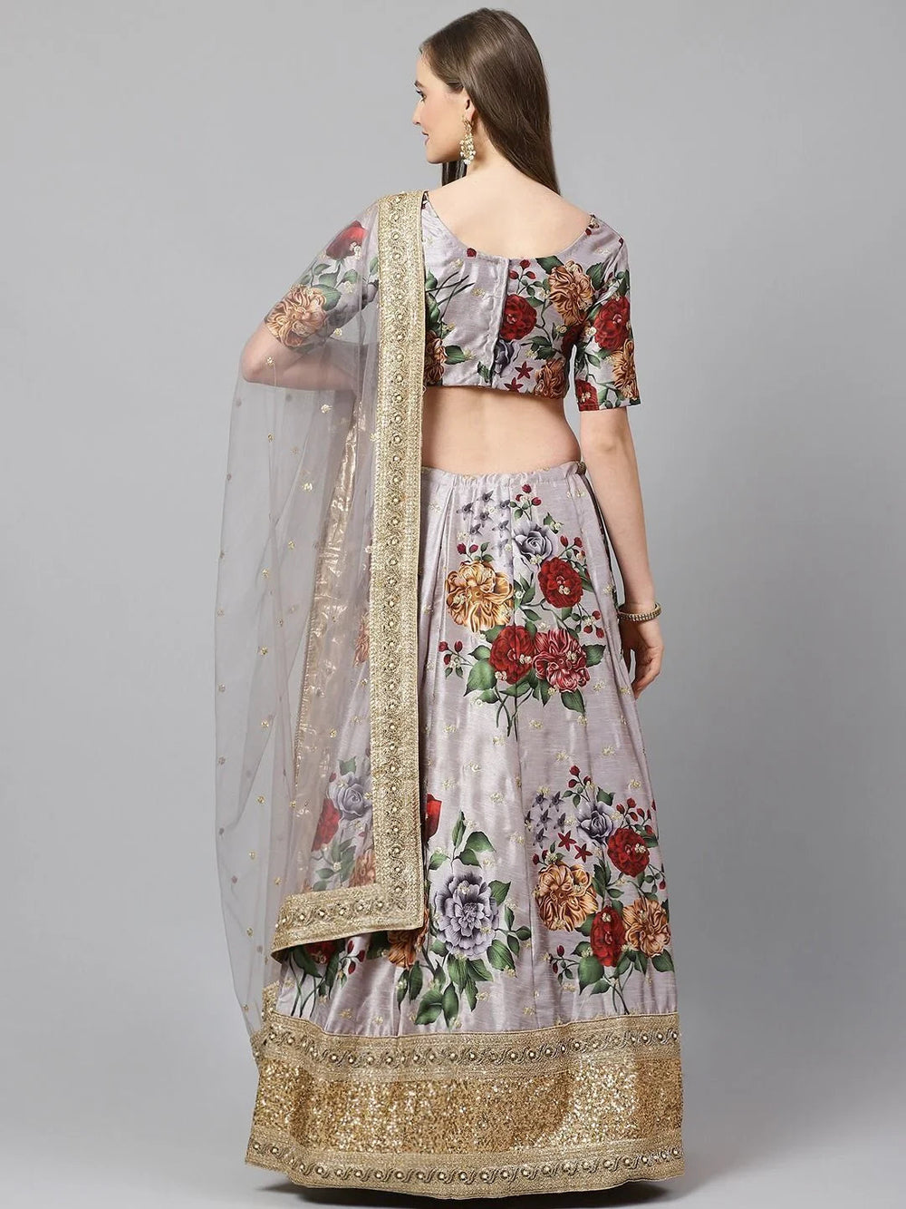 digital printed silk lehenga choli with dupatta for wedding and engagement wear