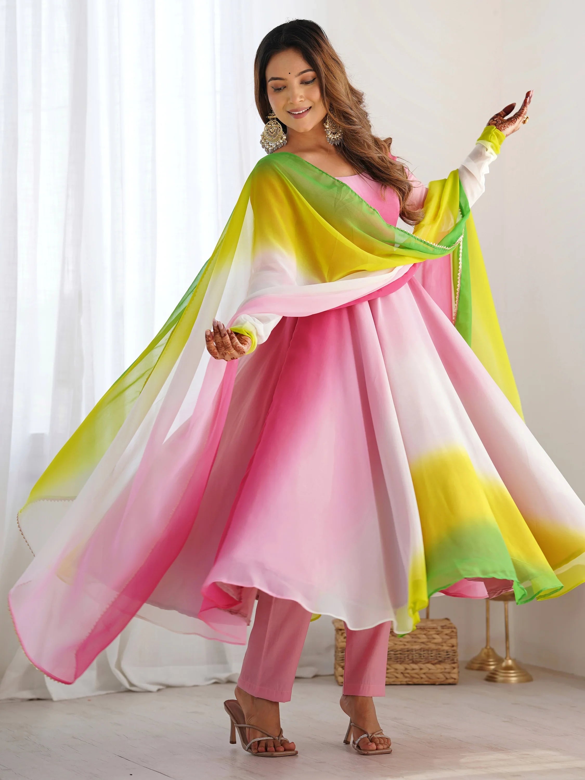 Lovable Shaded Georgette Casual Wear Anarkali Suit With Dupatta for Women