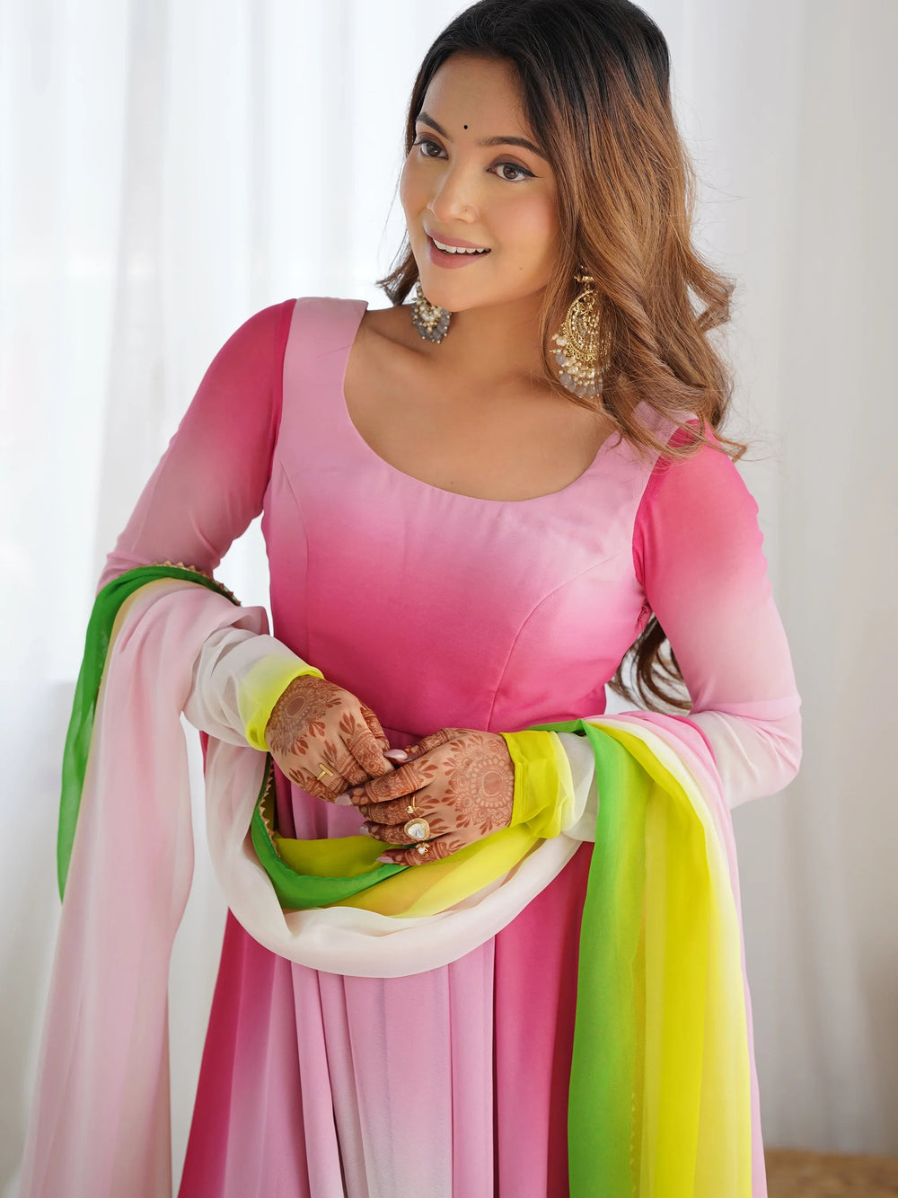 Lovable Shaded Georgette Casual Wear Anarkali Suit With Dupatta for Women
