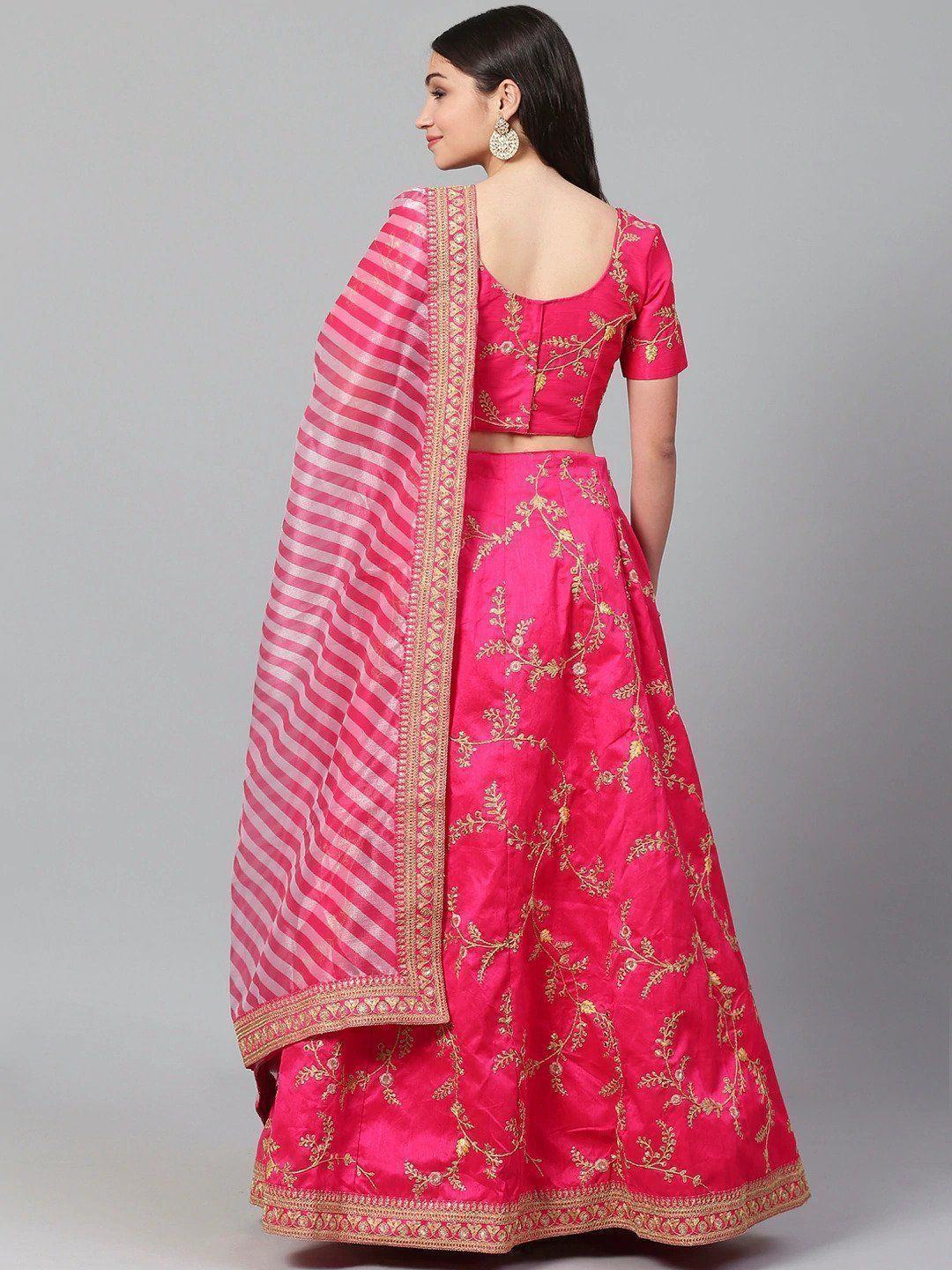 Embroidered silk lehenga choli with sequins zari and dori work for wedding and festive occasions