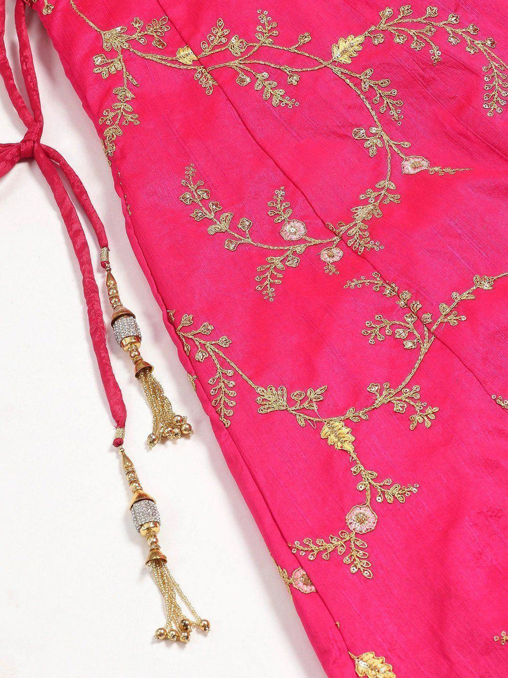 Embroidered silk lehenga choli with sequins zari and dori work for wedding and festive occasions