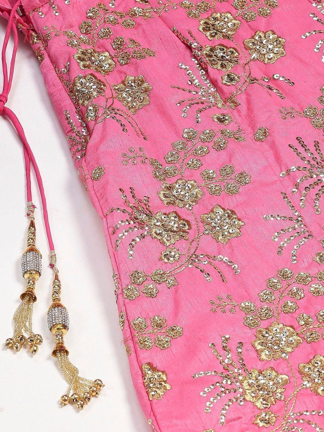 Embroidered silk lehenga choli with zari and sequins work for wedding and reception