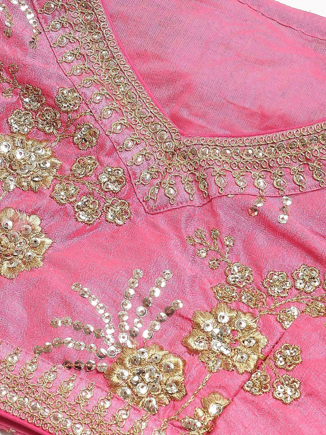 Embroidered silk lehenga choli with zari and sequins work for wedding and reception