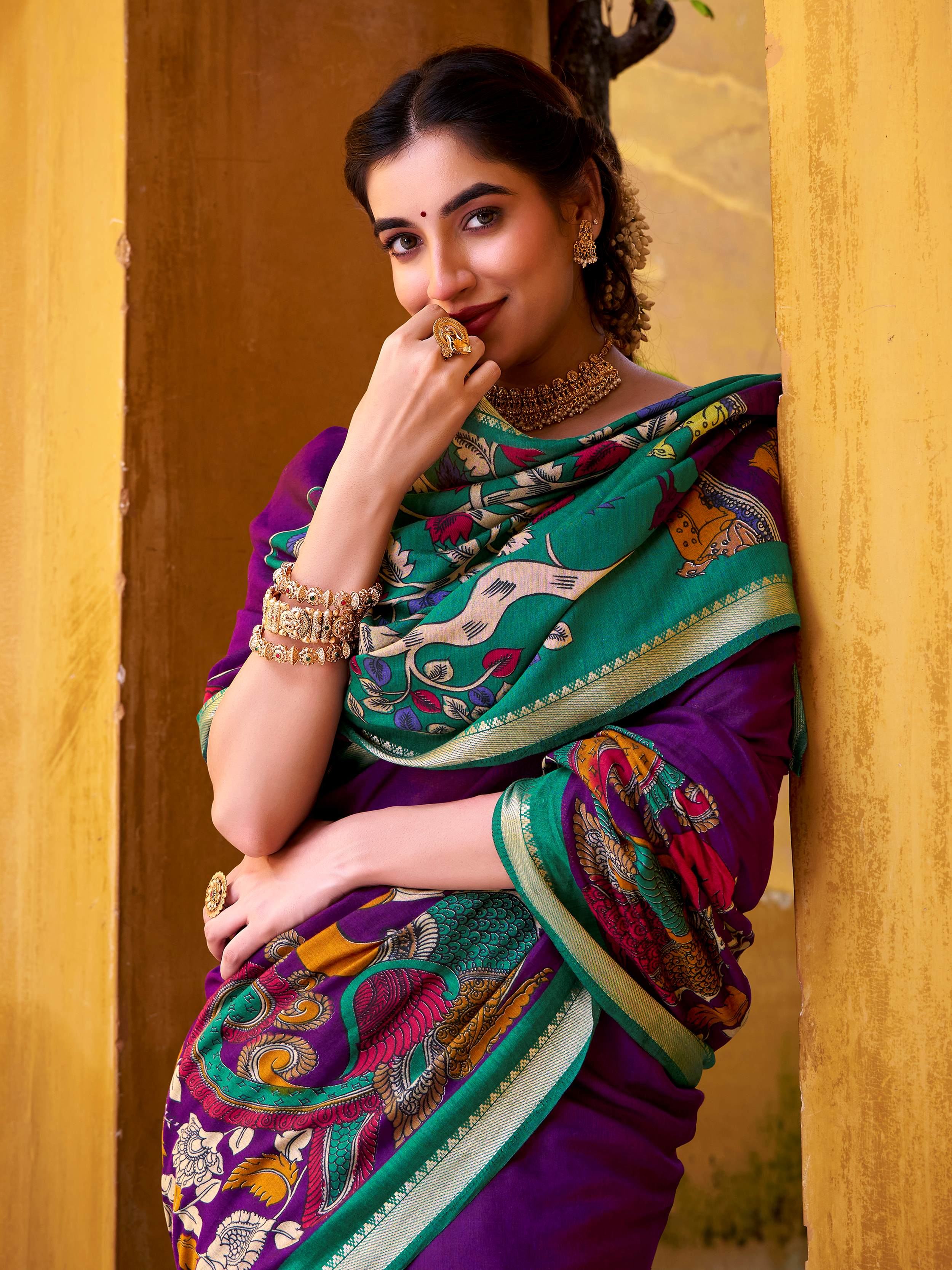Purple Chanderi Zari Weaving Saree With Blouse