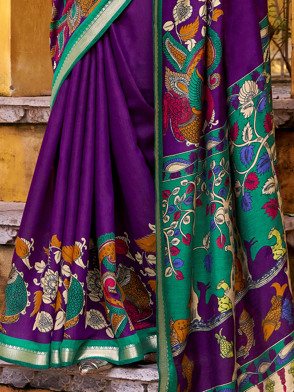 Purple Chanderi Zari Weaving Saree With Blouse
