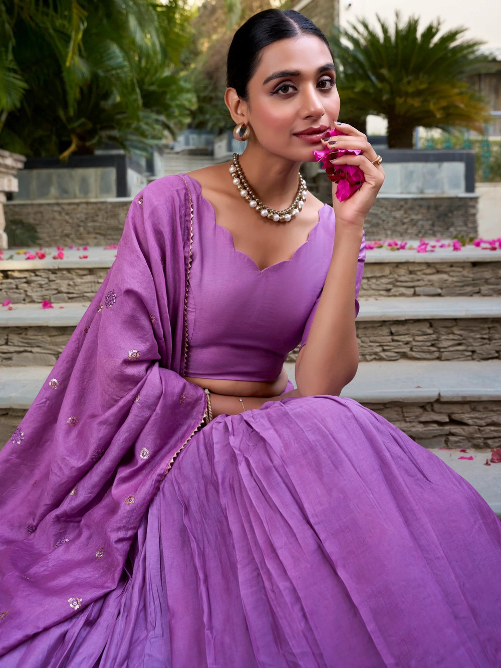Chanderi silk zari weaving lehenga choli set for wedding and festival occasions