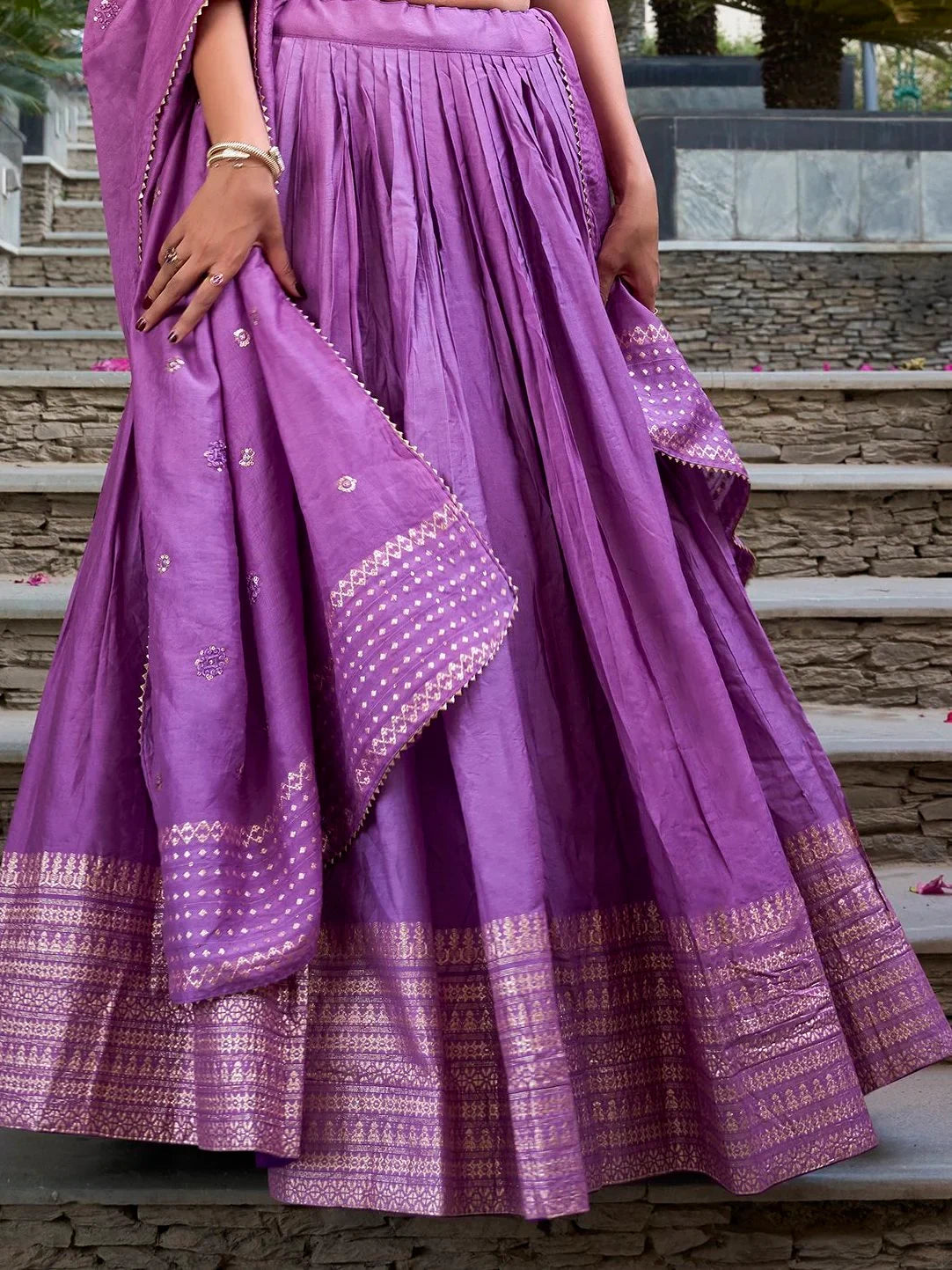 Chanderi silk zari weaving lehenga choli set for wedding and festival occasions