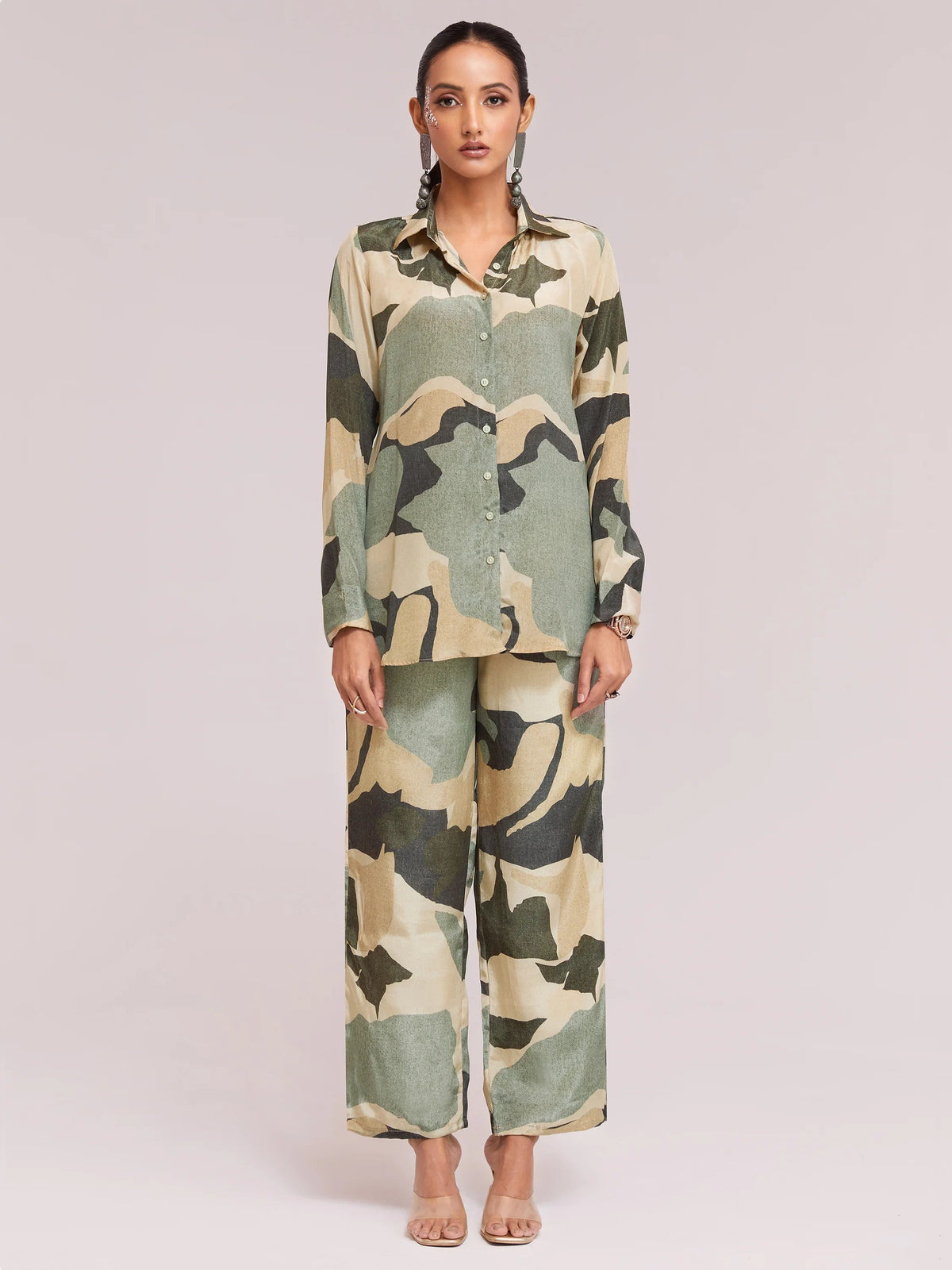 Incredible Multi-Color Digital Printed Crepe Office Wear Co-Ord Set